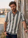 Modern Gray Casual Stripe Knit Polo Shirt