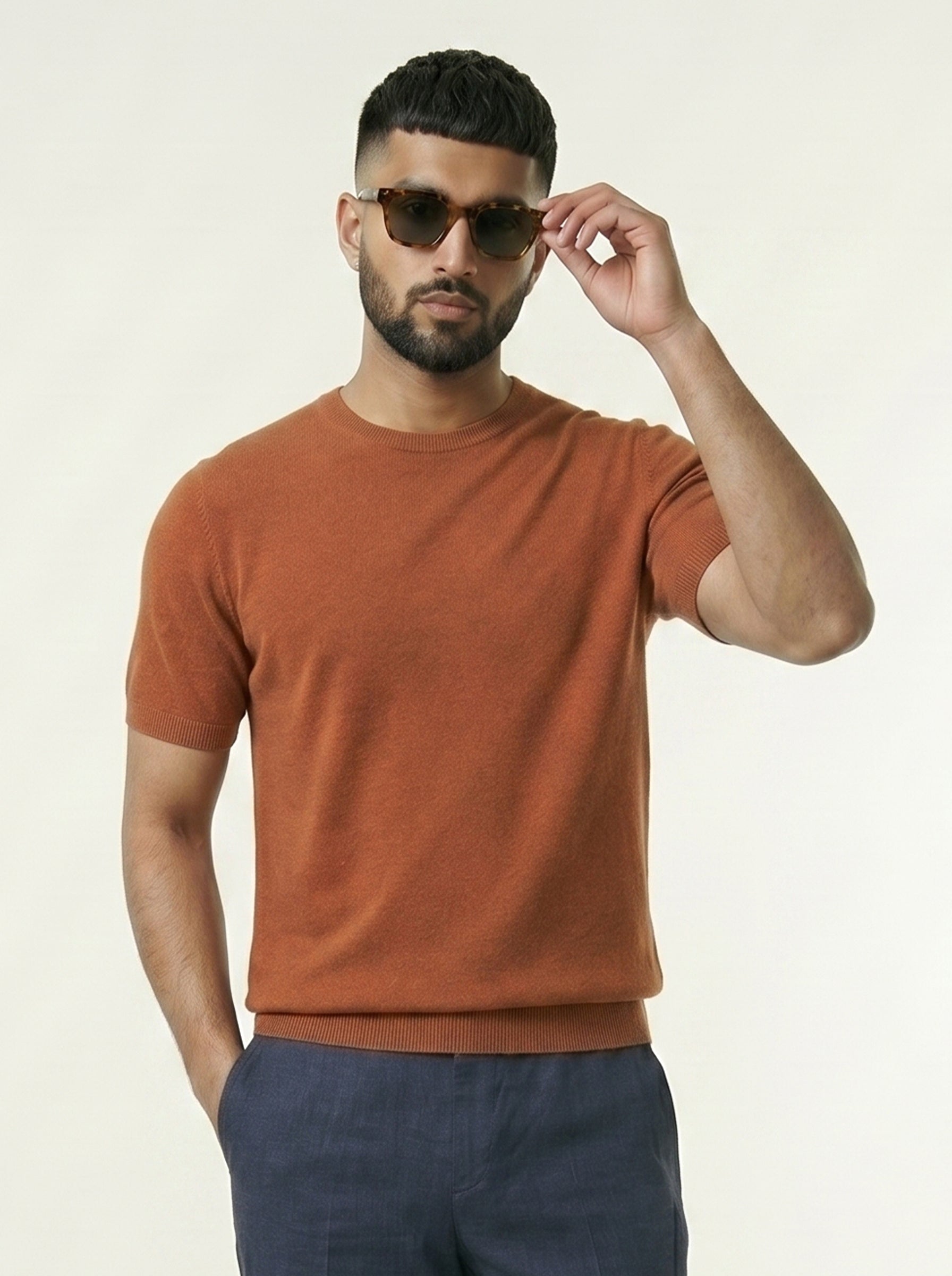 Classic Orange Round Neck T-shirt