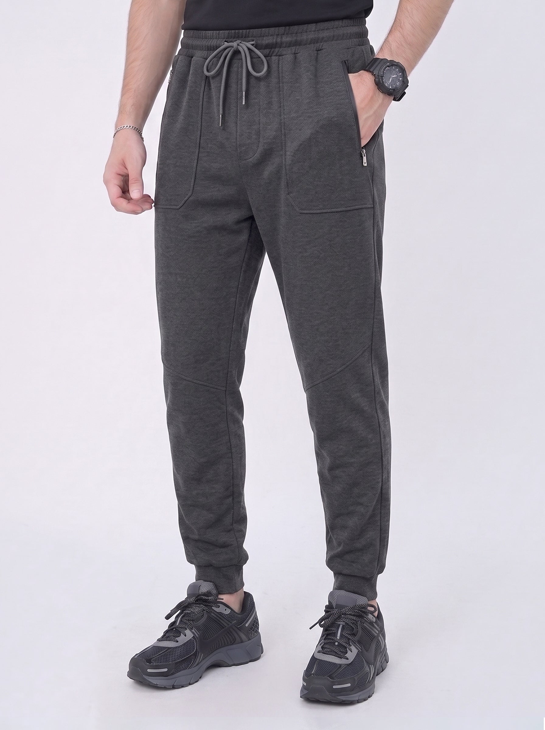 Gray Regular Fit Jogger Trousers