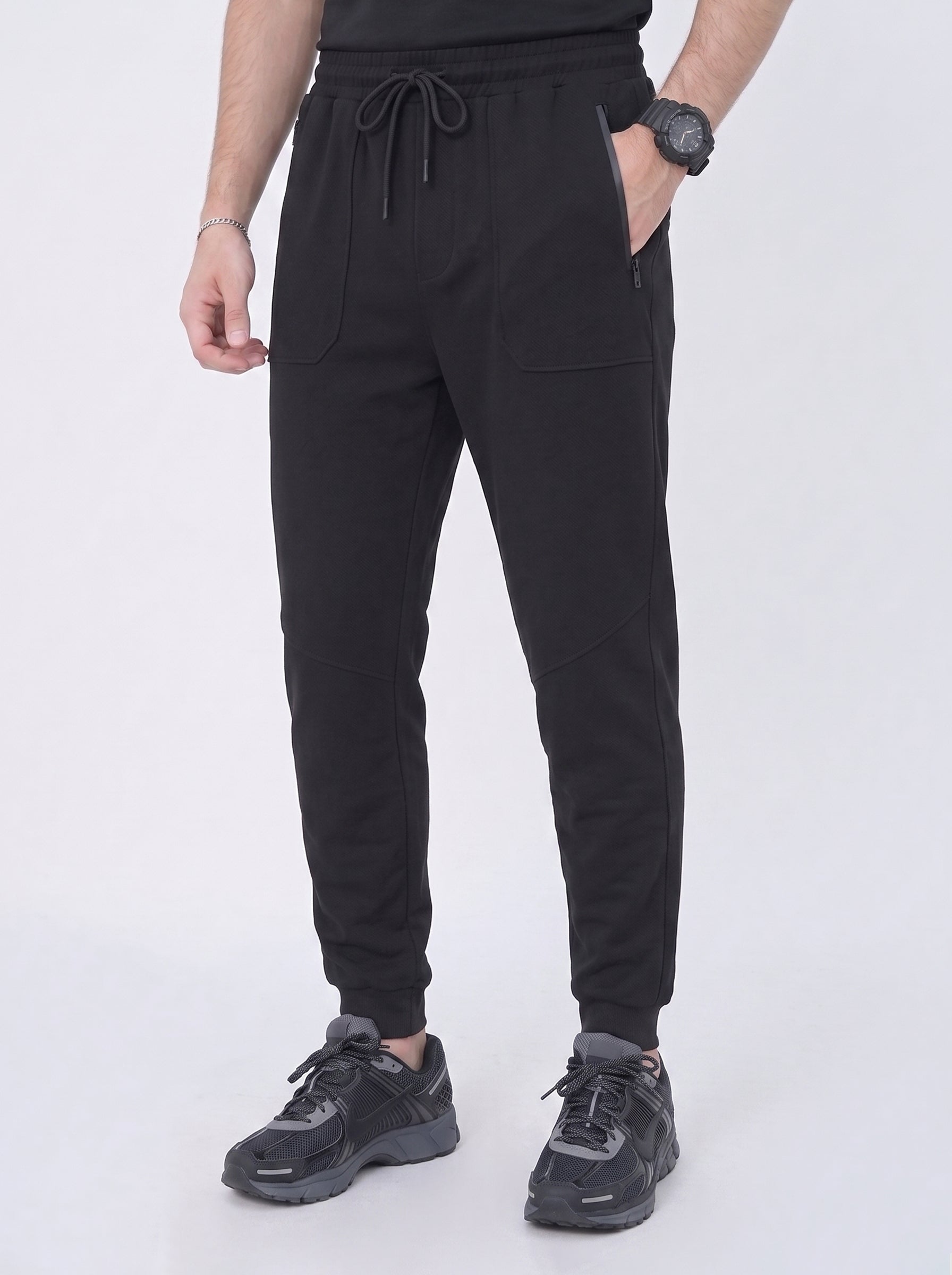 Black Regular Fit Jogger Trousers