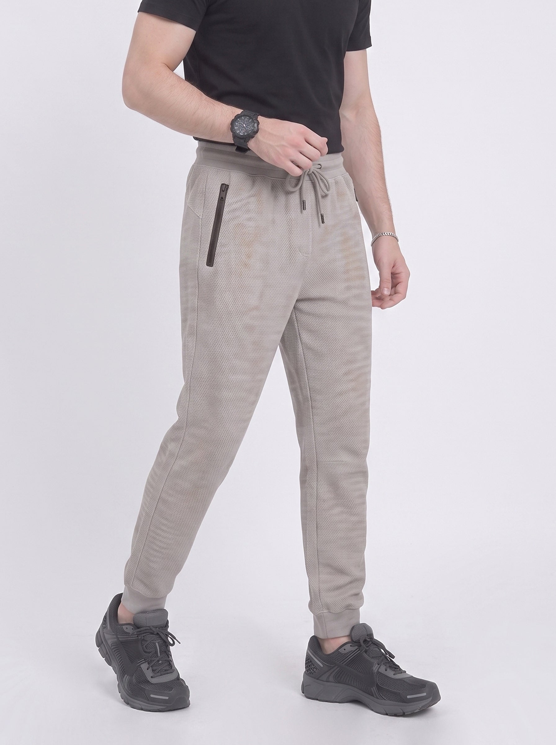 Off White Waffle Knit Jogger Trousers