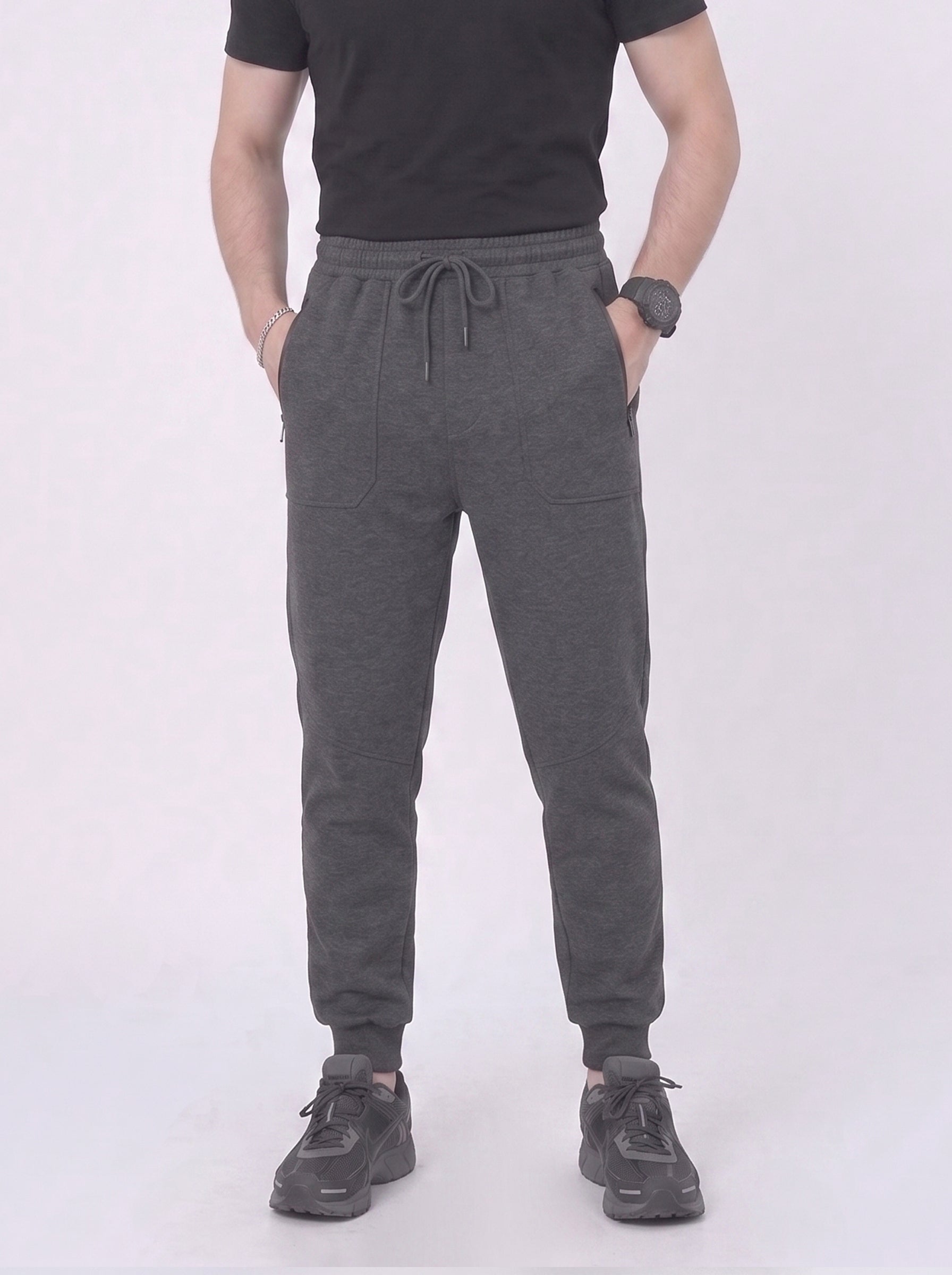Gray Regular Fit Jogger Trousers
