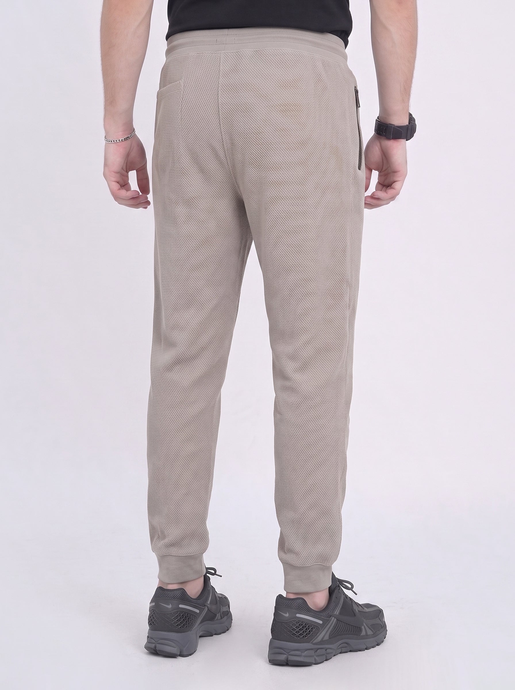Off White Waffle Knit Jogger Trousers
