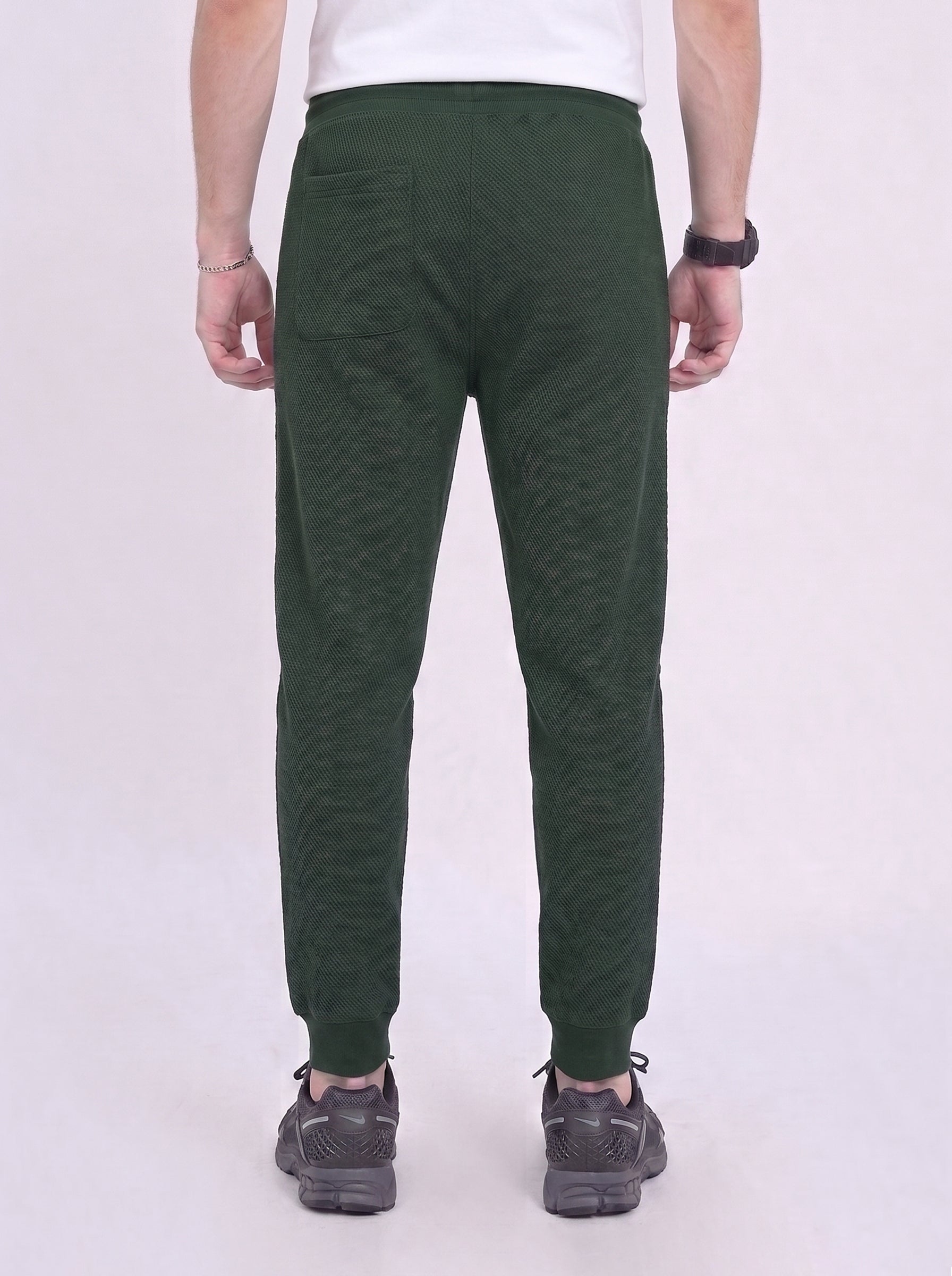 Olive Waffle Knit Jogger Trousers