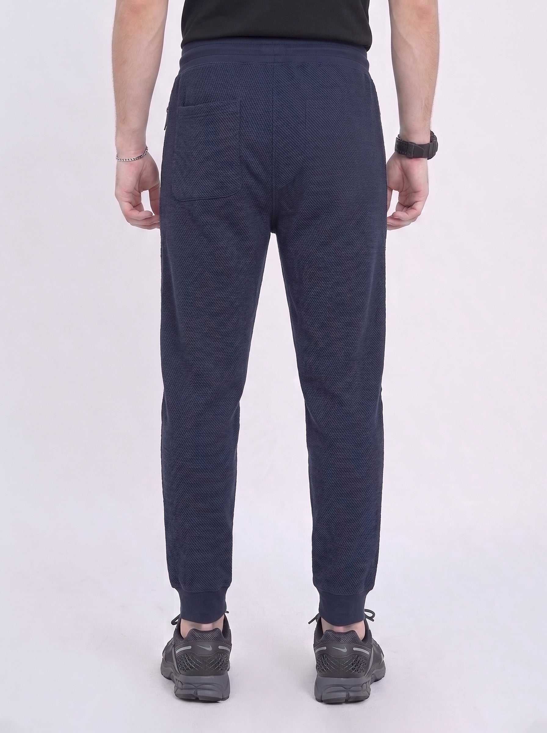 Blue Waffle Knit Jogger Trousers