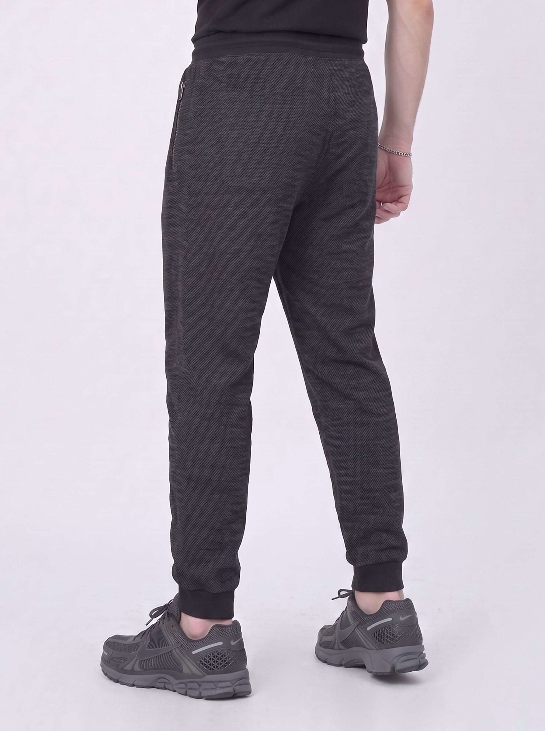Gray Waffle Knit Jogger Trousers