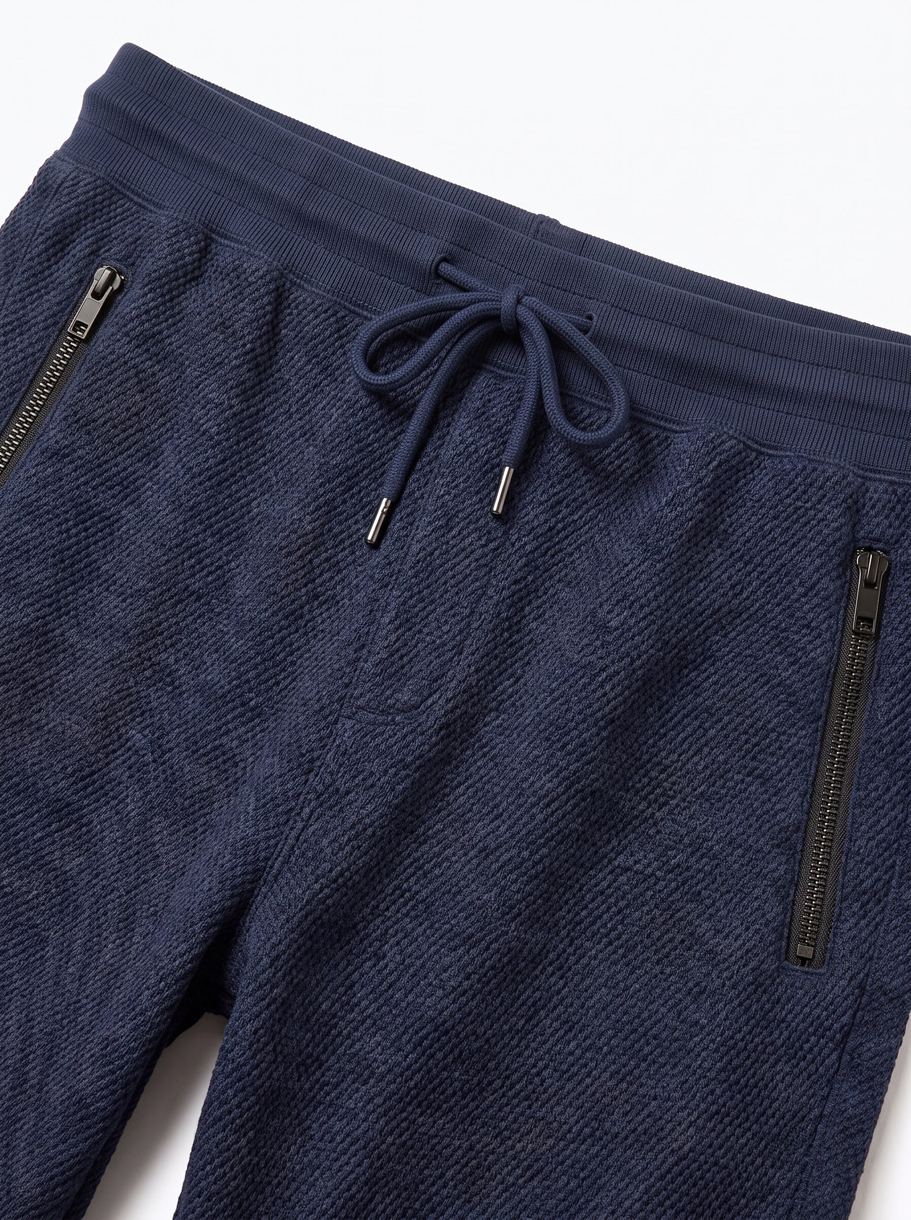 Blue Waffle Knit Jogger Trousers