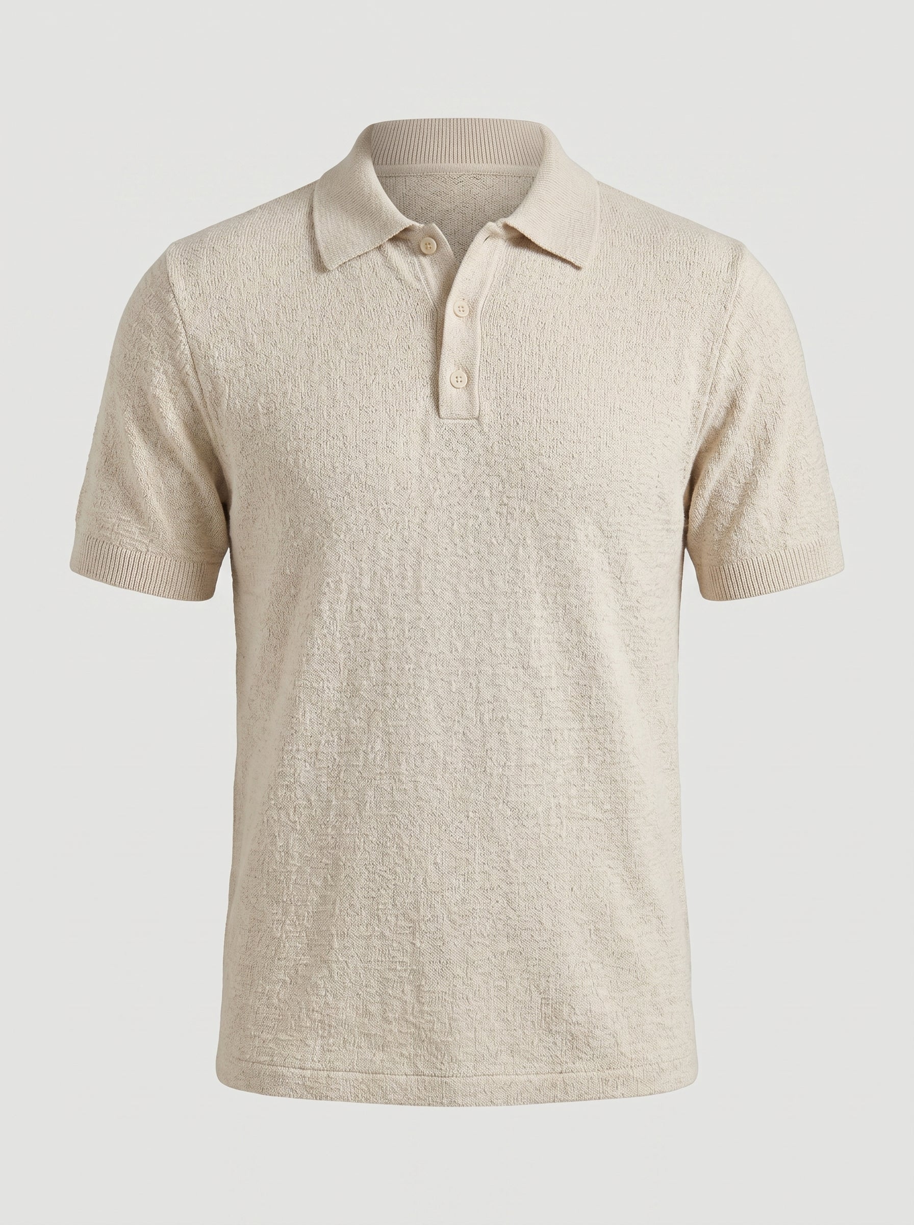 Textured Spread Off White Knitted Polo
