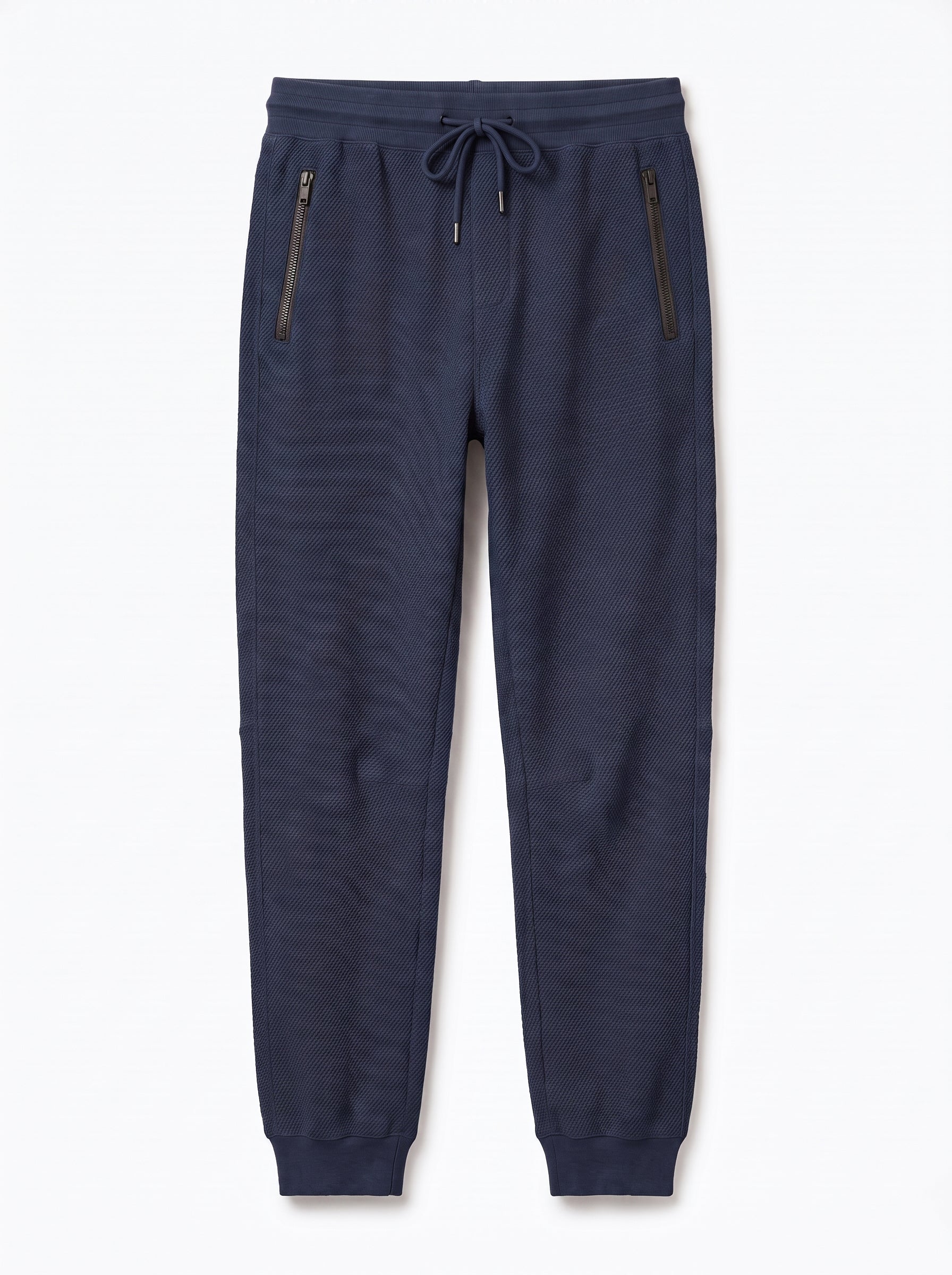 Blue Waffle Knit Jogger Trousers