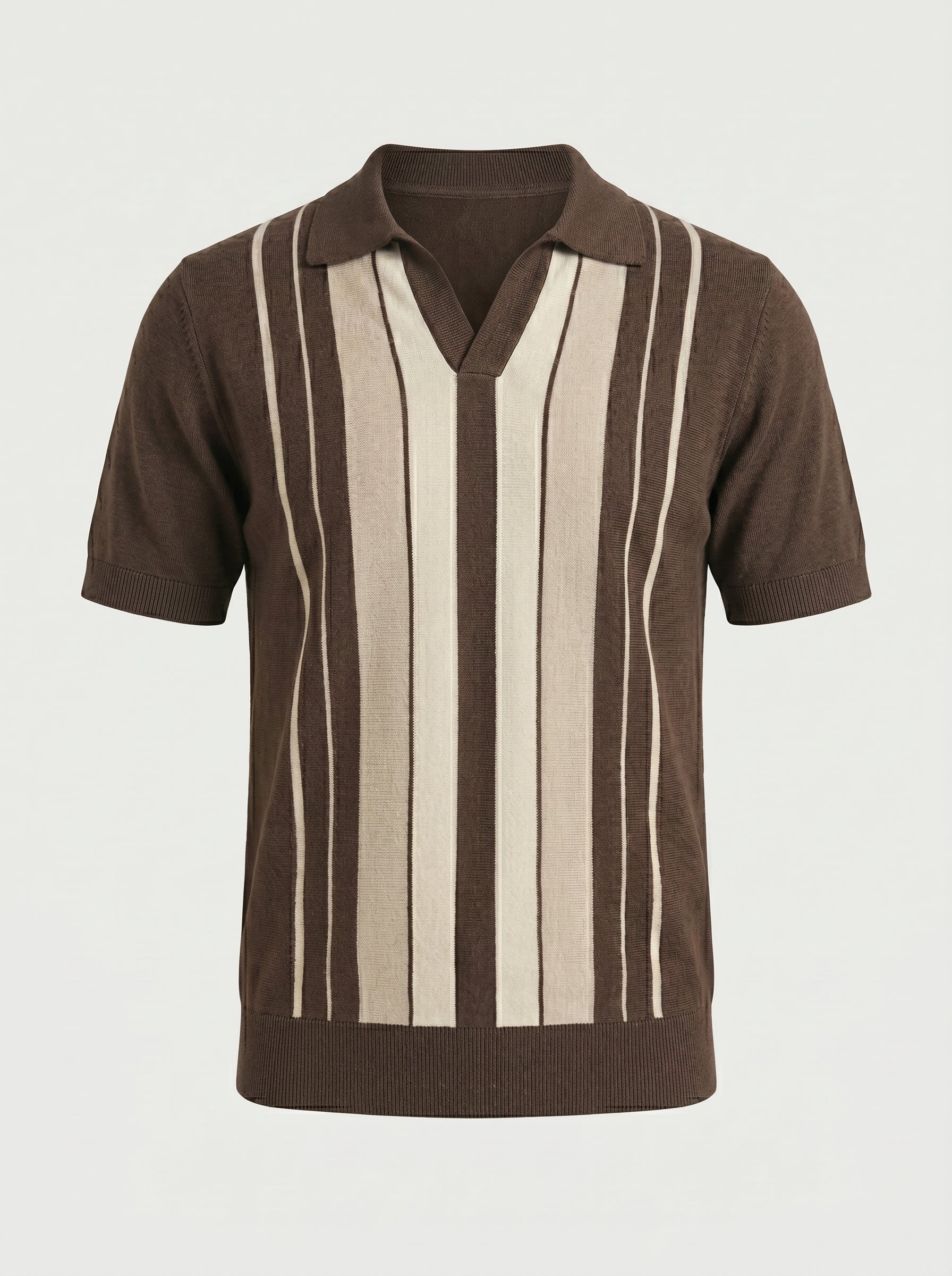 Classic Brown Striped Knitted Polo